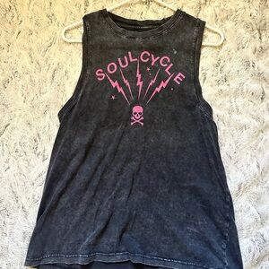 SoulCycle Women's Charcoal Tank with Pink Graphic